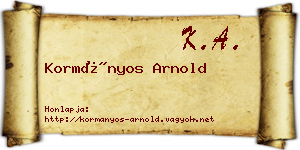 Kormányos Arnold névjegykártya