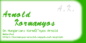 arnold kormanyos business card